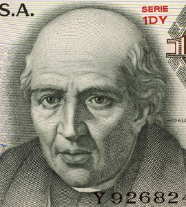 Miguel Hidalgo y Costilla on 10 Pesos 1975 Banknote from Mexico. Priest and leader of the Mexican war of independence. Also known as ''father of the nation''.