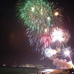 Fireworks over Médano Beach and Cabo San Lucas Lucas harbor, New Year’s morning 2014.