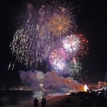 Fireworks over Médano Beach and Cabo San Lucas Lucas harbor, New Year’s morning 2014.