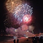 Fireworks over Médano Beach and Cabo San Lucas Lucas harbor, New Year’s morning 2014.