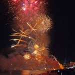 Fireworks over Médano Beach and Cabo San Lucas Lucas harbor, New Year’s morning 2014.