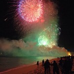 Fireworks over Médano Beach and Cabo San Lucas Lucas harbor, New Year’s morning 2014.
