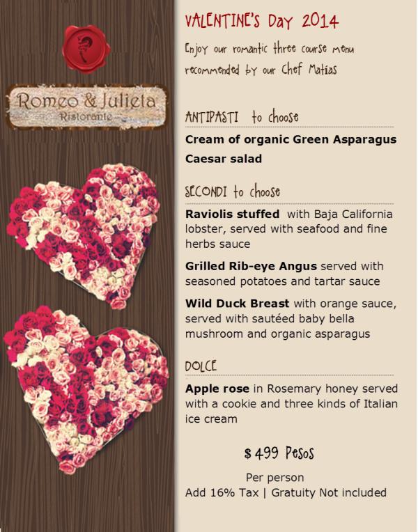 Valentine's menu RJ