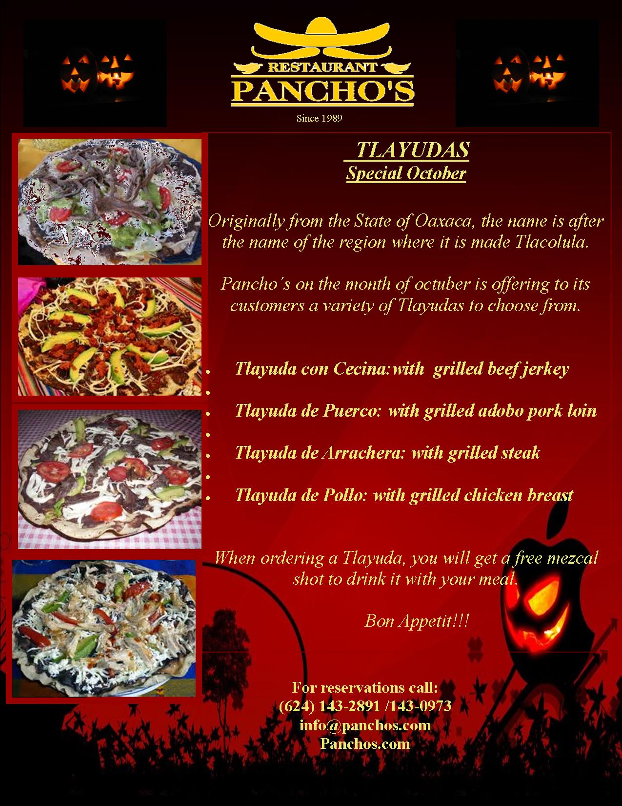 Panchos Restaurant October Special
